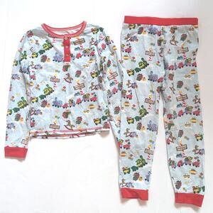 Mud Pie Pajamas Boys Sz 5T Blue Christmas Santa